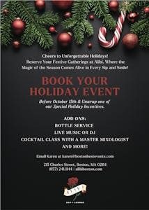 Host Your Holiday Party at Alibi | Alibi Bar & Lounge | Cocktail Lounge at The Liberty Hotel, Boston, MA